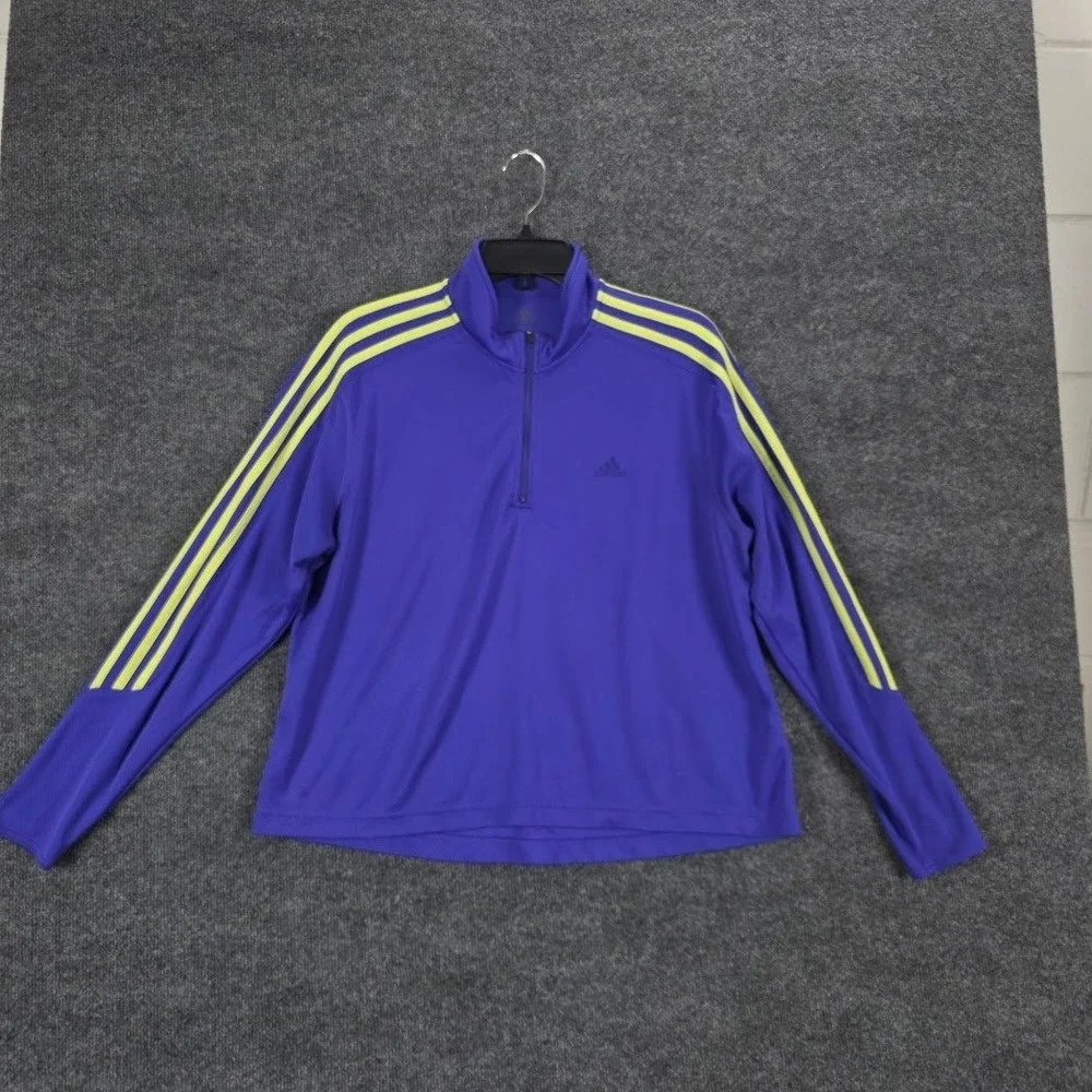 Vintage 2005 Adidas Response 1/4 Zip Pullover Purple Yellow Stripes Men's Medium